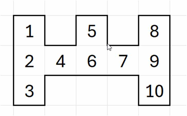 Espaços do quebra-cabeça numerados