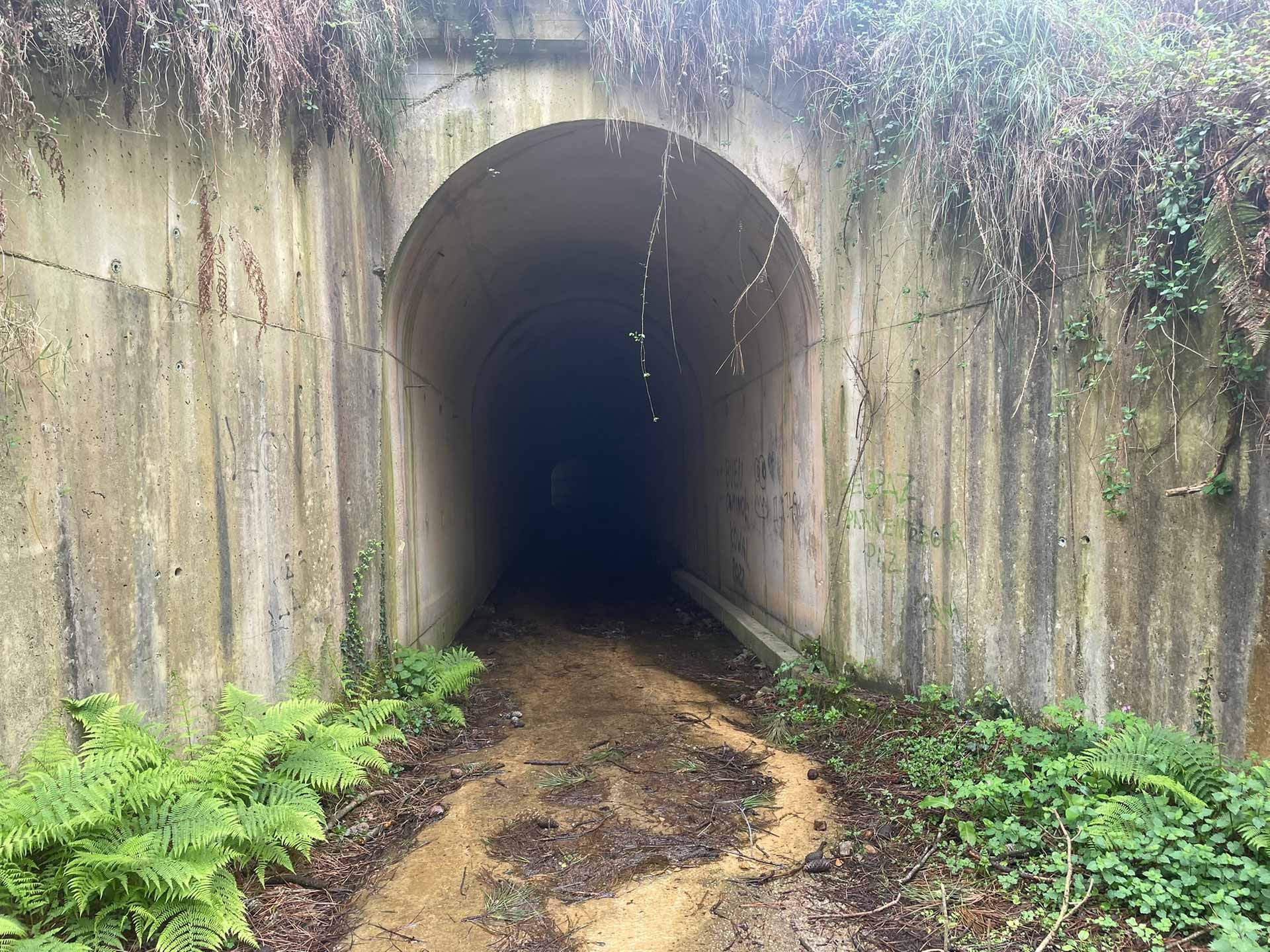 Túnel escuro e lamacento no Caminho