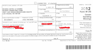 Retorno tributável do video poker