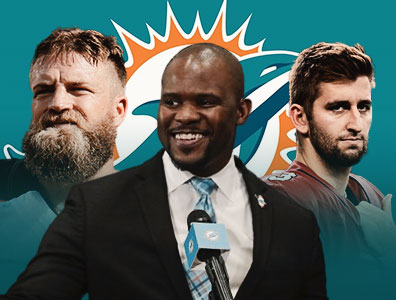 O novo treinador principal do Miami Dolphins, Brian Flores, fala sobre a polêmica envolvendo os quarterbacks Ryan Fitzpatrick e Josh Rosen.