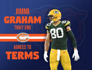 O Chicago Bears assinou um contrato de dois anos com o veterano tight end Jimmy Graham.