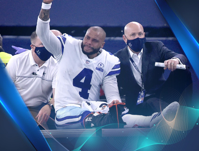 O astro do Dallas Cowboys, o quarterback Dak Prescott, fraturou e deslocou o tornozelo direito.