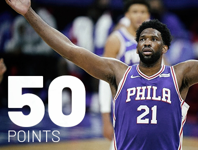 Joel Embiid marca 50 pontos, sua melhor marca na carreira, e os 76ers derrotam os Bulls.