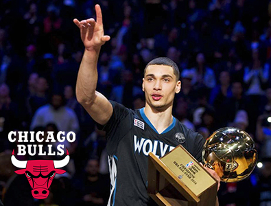 Zach LaVine, do Chicago Bulls, marca 50 pontos, sua melhor marca na carreira.