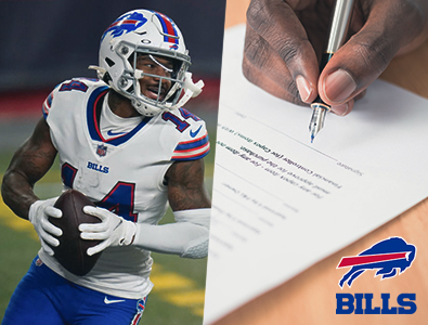 Buffalo Bills reestruturam o contrato do recebedor do Pro Bowl, Stefon Diggs.