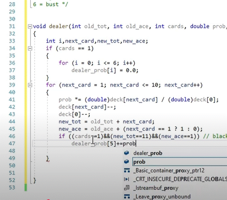 Coding Blackjack Output