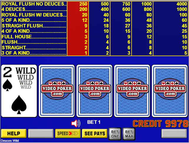 Valor da primeira carta no vídeo pôquer