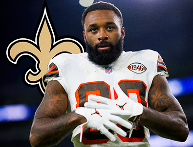 O recebedor Jarvis Landry assina contrato com o New Orleans Saints.