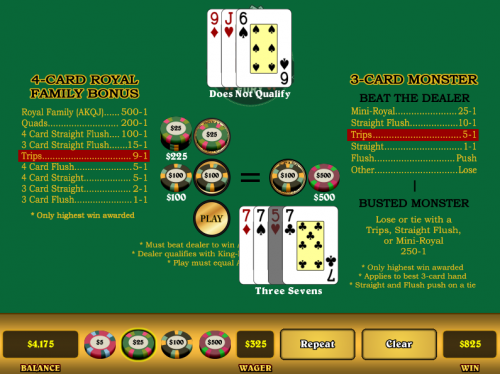 Exemplo de fúria de 3 cartas