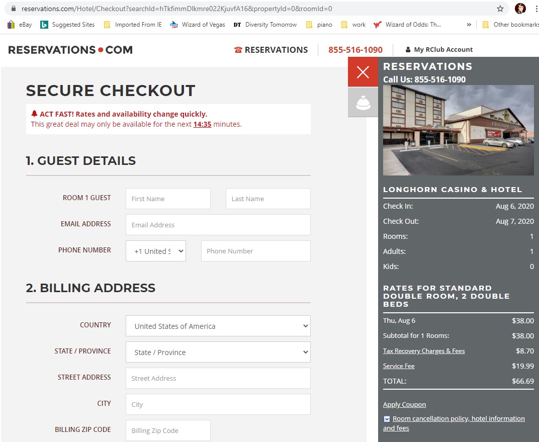 Reservations.com - uma reserva