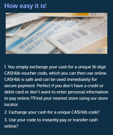 Utilizando o CASHlib como método de pagamento