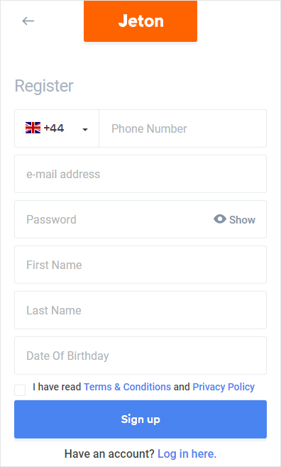 Jeton no Cassino Online
