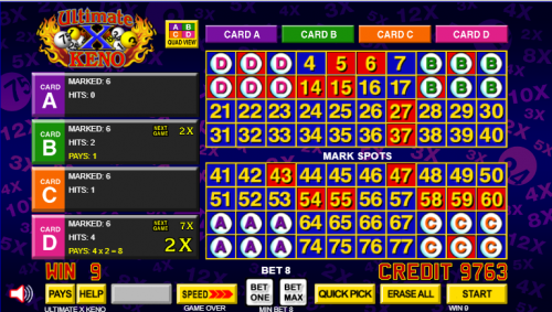 Exemplo 1 de Ultimate X Keno